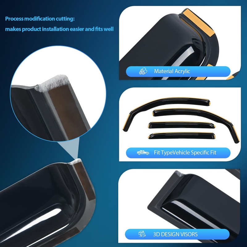 Nilight Durable Rain Guards for Toyota Tacoma Double Cab 2016