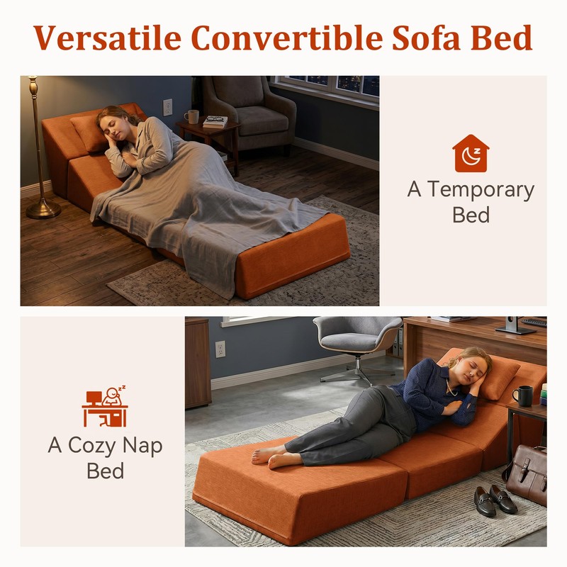Fold Out Chair Bed, Folding Sofa Bed, 3 in 1