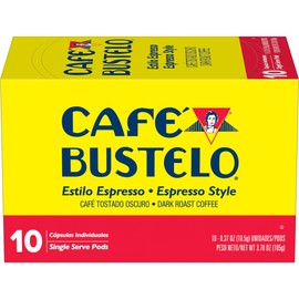 Café Bustelo Espresso Style Dark Roast, Single Serve Coffee Pods, 10 Count (Pack of 1)