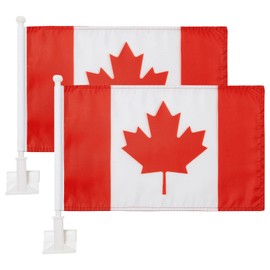 2 Pack Car Flags,Car Flag Canada Flag Outdoor with Canadian Flag and Car Flag Pole, Car Logo Window Clip Can be Clipped to Most Windows 14 inch Flag Pole and 16 x 10 inch Double Sided Flag.