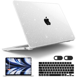 Tuiklol for M4 MacBook Air 13.6 inch Case 2025-2022 Release Model A3240 A3113 A2681 with M3 M2 Chip,Laptop Hard Shell Cases with Keyboard Cover & Screen Protector & Camera Cover, Sparkly Clear