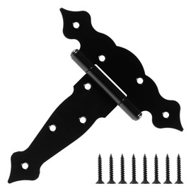 TDCHINGES Heavy Duty T-Strap Door Hinge Shed Storage Gate Barns Tee Hinges Matte Black Finish (4 Pack, 6Inch, 2mm) TH008