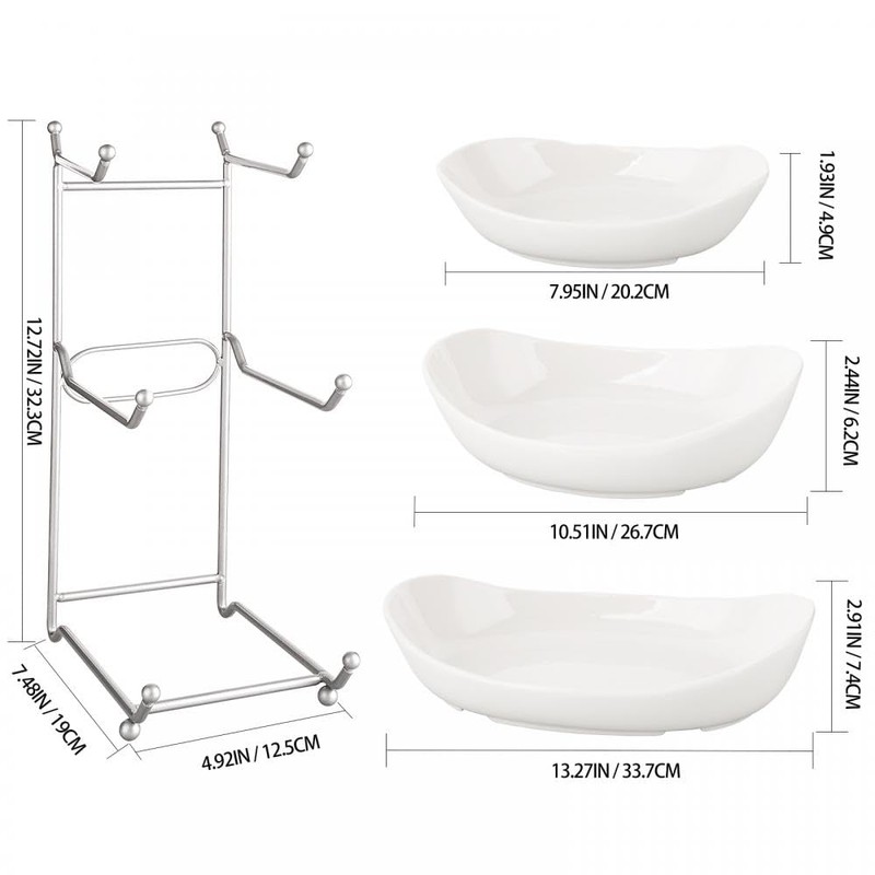 YYW 3 Tier Fruit Bowl for Kitchen Counter, White Ceramic