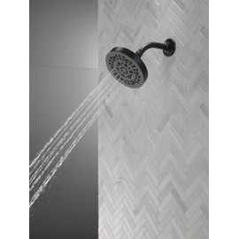 DELTA FAUCET FAUCET 5-Spray Matte Black Shower Head, DELTA FAUCET Shower Head Black, Showerheads, Shower Head Black Matte, 1.75 GPM Flow Rate, Matte Black 52535-BL