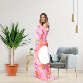 Abaysto Cute Pink Donuts Funny Blanket for Girls Novelty Realistic Food Throws Soft Cozy Flannel Round for Nap, Home Decor, Party Kids Child Gifts 150CM