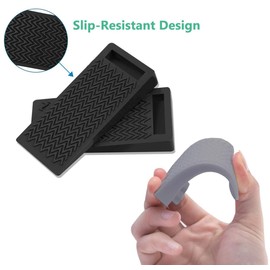 Hantoc Set of 4 Rubber Door Stopper, Door Wedge, Height Adjustable, Non-Slip Floor Door Stop, Suitable for All Hard Floors, Door Buffer Floor Wall Buffer for Protection of Wall and Furniture, Grey