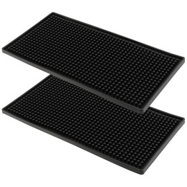 LEXININ 2 Pack 6 x 12 Inch Rubber Bar Mat, 30 x 15 x 1cm Black Bar Service Mat, Small Rubber Bar Spill Runner Mats for Countertop, Kitchen