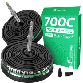 Bicycle Inner Tube 700Cx18-25 (ETRTO 18/25-622) x2 - Presta Valve 40 mm with Removable Valve Core - Compatible with Road Bike/Road Bike 28 Inch - High Resistance and Elasticity MOOVMOOV