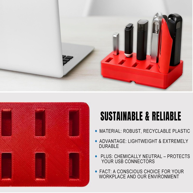 TATMOHIK USB Flash Drive Organizer for Desktop, Space-Saving Design Square