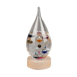 Widdop Tear Drop Design Galileo thermometer On Wood Stand