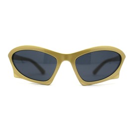 Trendy Iconic 90s Wrap Around Sport Plastic Sunglasses Gold Black