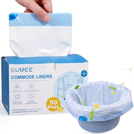 Commode Liners, 50 Count Lemon-Scented Bedside Commode Liners, Disposable Potty Liners for Adults Commode Chair Bags, Bedside Toilet Liners for Toilet Bucket - Leak-Proof & Universal