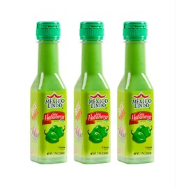 Mexico Lindo Green Habanero Hot Sauce | Real Green Habanero Chili Pepper | 75,900 Scoville Level | Enjoy with Mexican Food, Seafood & Pasta | 5 Fl Oz Bottle (Pack of 3)