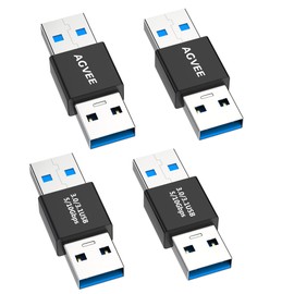 AGVEE USB-A Male to USB-A Male Adapter, Bidirectional USB-A 3.0 Data Converter Coupler Extender Extension Connector, Black