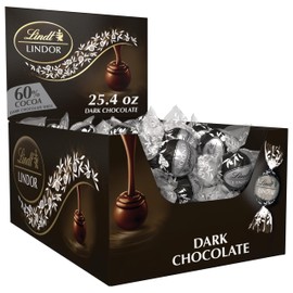 Lindt LINDOR 60% Dark Chocolate Truffles, Dark Chocolate Candy with Smooth, Melting Truffle Center, 25.4 oz., 60 Count