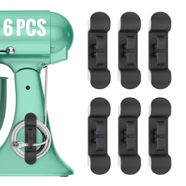 6PCS Cord Organizer for Appliances, Upgraded Kitchen Appliance Cord Wrap, Cord Holder Stick on Pressure Cooker, Coffee Maker, Air Fryer and Blender(6 Black)