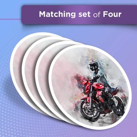 Vinyl Stickers (Set of 2) 10cm - Red Motorbike Biker Sports Bike Fun Decals for Laptops,Tablets,Luggage,Scrap Booking,Fridges #12318