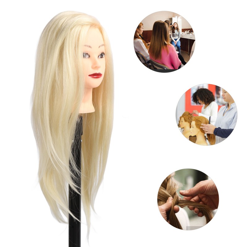 Hair Styling Mannequin Head 85% Real Hair Hairdresser Training Head