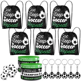 WWmily 26 Pcs Football Party Bags Fillers Football Party Favours Include Football Wristbands Bracelets Keychains Bags and Mini Football Toy, Football Soccer Birthday Party Gifts for Kids Boys Girls