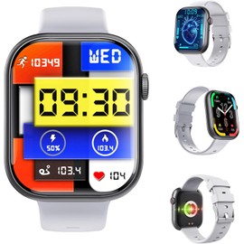 Genérico Reloj Medidor Glucosa En Sangre, 2.1" ECG Reloj Inteligente con Glucemia, SOS Llamadas, 100 + Deportes, Monitor de Ritmo Cardíaco, Presión, Glucometro(Gris)