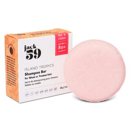 Jack59 Natural Shampoo Bar with Bamboo Extract - pH Balanced, Vegan, Cruelty-Free for Normal, Weak or Treated Hair, Color Safe, Island Tropics Scent, 3 oz