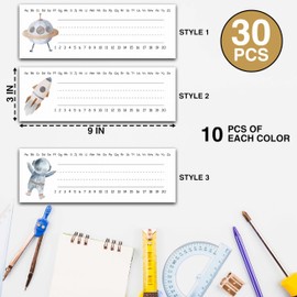 30 Name Tags for Classroom, Outer Space Desk Name Tags, Students Name Plates for Kindergarten Classroom School, Astronaut Rocket Name Labels Teaching Supplies, Back to School Classroom Decor -A08