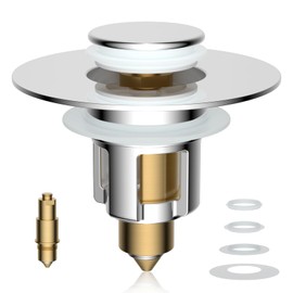 iFealClear Metal Universal Bathroom Sink Stopper, Upgraded Stainless Steel Sink Drain Strainer for 1.1''~2.36" Basin Pop Up Drain Strainer, Anti-Clogging Filter Basket, Polished Chrome