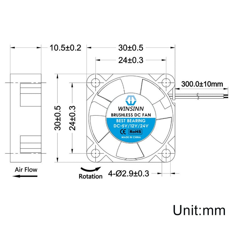 WINSINN 30mm Fan 5V 3D Printer Micro 5 Volt Fan