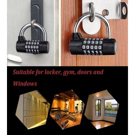 Maizoon Combination Lock 5 Digital Resettable Code Combo Durable Compact Easy to Set and Use Security Safe for Case Gym Locker Fence Toolbox Gate Hasp Storage Windows Black