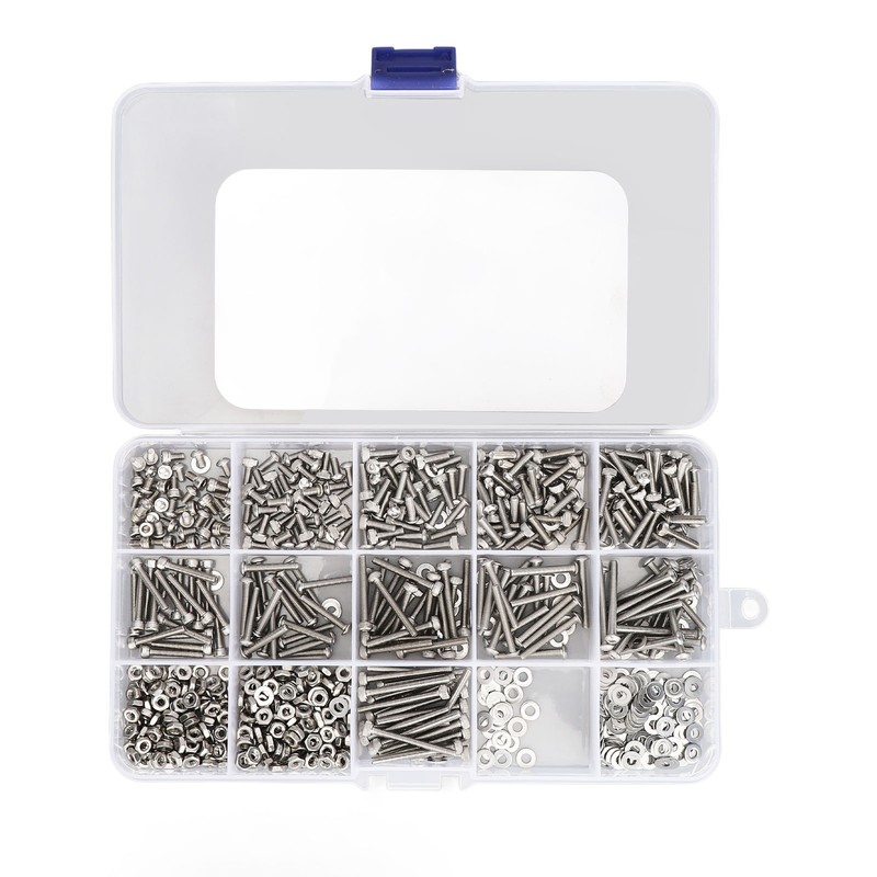 840Pcs Bolts Nuts Assortment Kit Metric M2.5 Assorted Cap Hex