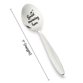 Good Morning Love | Gift for Her Him | Valentine's Day Gift | Long Distance Gifts | Birthday Gifts | Engraved Spoon 7 Inches | Christmas Stocking Stuffer