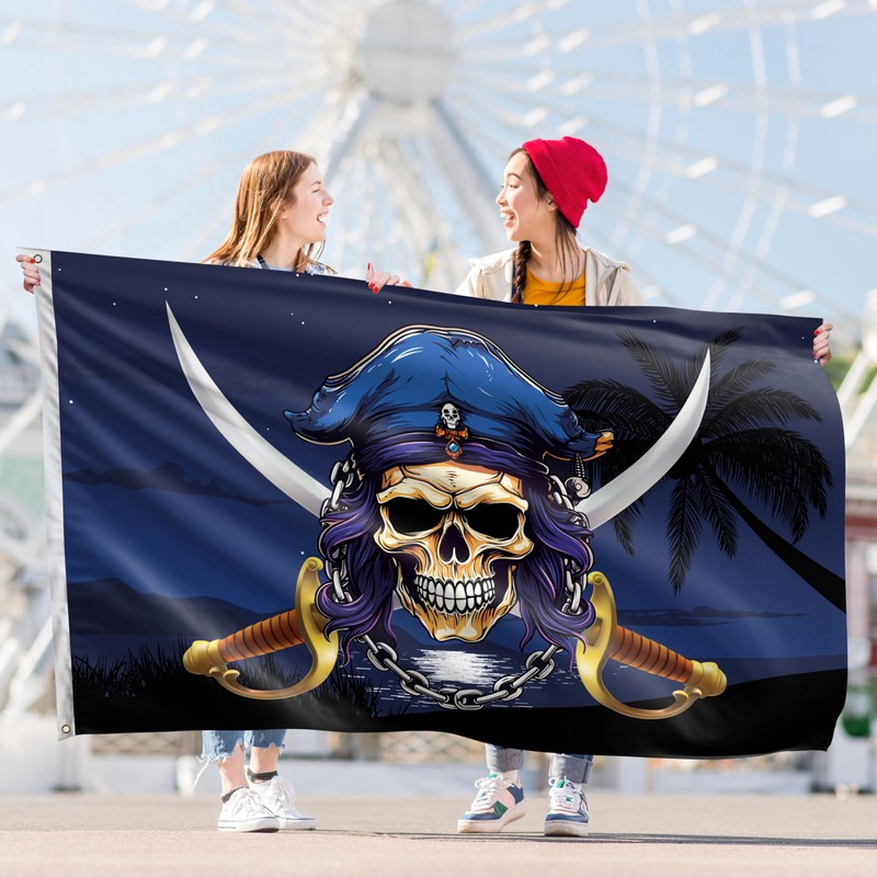 Pirate Flag – Jolly Roger Flag with Crossed Rapires -