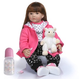 iCradle Realistic Looking 24 inch 60 cm Reborn Toddler Fridolin Soft Silicone Bebe Doll Reborn Princess Long Hair Doll Toy for Ages 3+ (Girl)