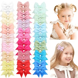 42pcs 2.75 Inches Boutique Hair Bows Clips for Baby Girls, BBGifts Grosgrain Ribbon Toddler Bows Hair Clip 21 Colors in Pairs Kids Toddler Hair Accessories