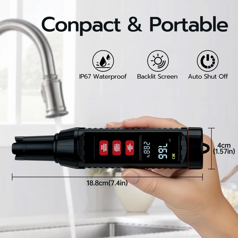 Mcbazel 7-in-1 Water Quality Tester Pen - pH/EC/TDS/SALT/S.G./ORP/Temp | IP67