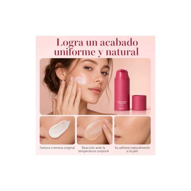 Base Maquillaje Cambiante Temperatura Semimate Impecable Ligera Larga Duración Toda