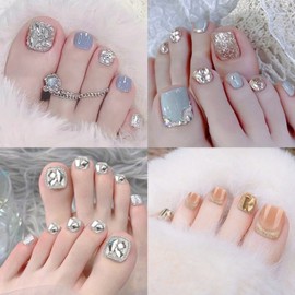 Kisssmith pedi tip pedicure artificial toenail self nail art 4 types x 24p, 1 piece, mixed colors / 키스미스 페디팁 페디큐어 인조발톱 셀프 네일 아트 4종타입 x 24p, 1개, 혼합색상