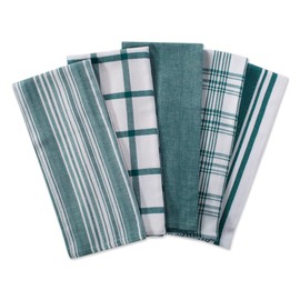 DII Juego de 5 Toallas para Platos, de Gran tamaño, ultraabsorbentes, de Grado Profesional, de Lujo, para Uso Diario, 45.7 x 71.1 cm, Color Gris, Verde Azulado, 18 x 28, 1