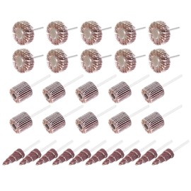 dophee 30PCS 80 Grit Abrasive Flap Wheel Sander Set, Aluminum Oxide Cone Cylindrical Shape Sanding Wheel Grinding Head with 1/8" Shank Rotary Tool for Polishing, 3 Size