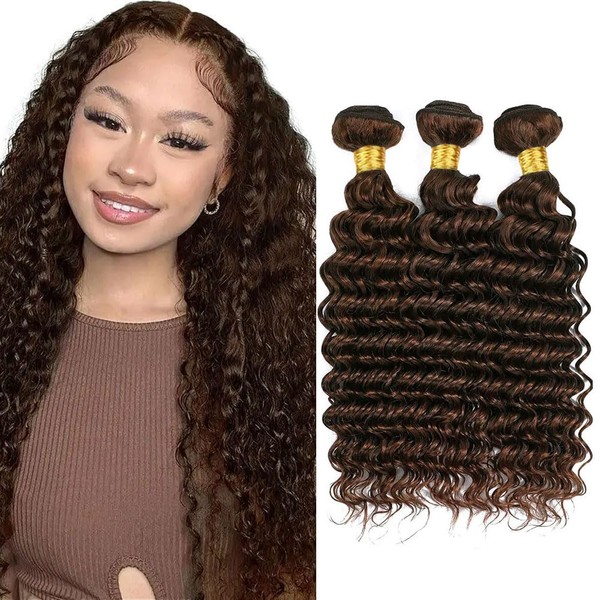 Chocolate Brown Bundles Color 4 Deep Wave Human Hair Bundles