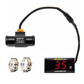 Motorcycle Water Temp Gauge Celsius Display 0~120C Over-Temperature Alert, Universal Digital Temperature Meter with Temp Sensor Adapter for Most Car Marine Motorcycle Digital Meter(Red,16mm)