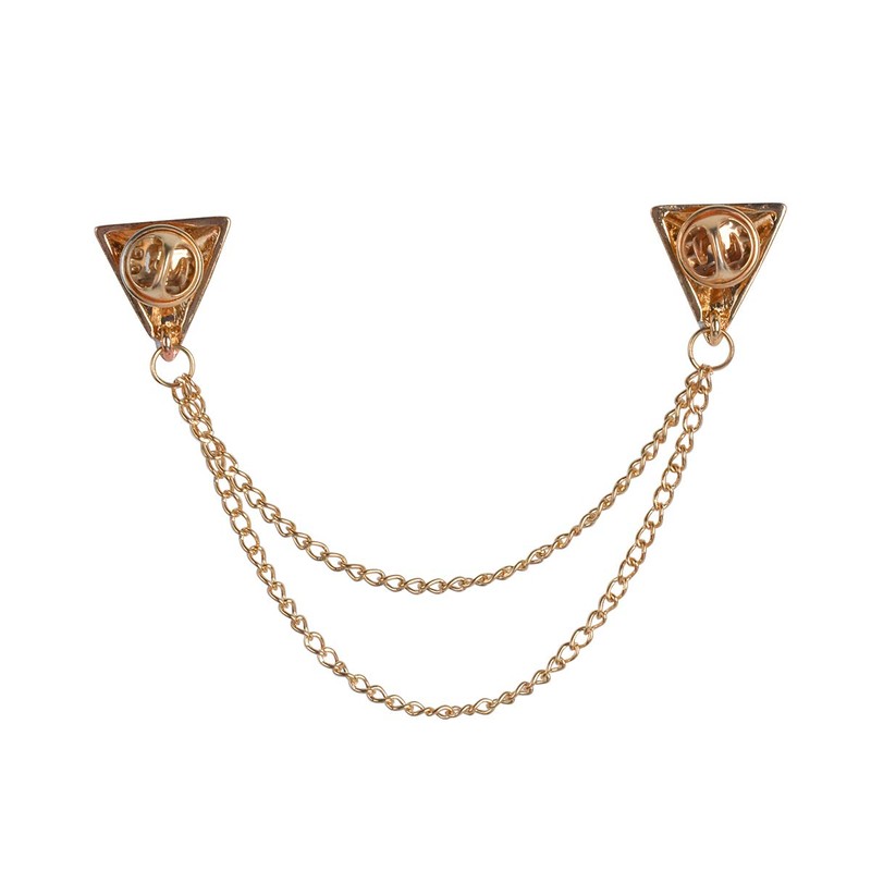 LKXHarleya Gold Stud Double Chain Brooch Pin,Shirts Neck Collar Tips