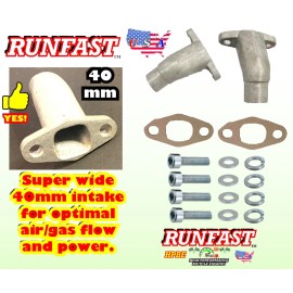 RUNFAST Aluminum Intake Manifold Pipe 40mm-2 Stroke Engine Motorized Bicycle Motors
