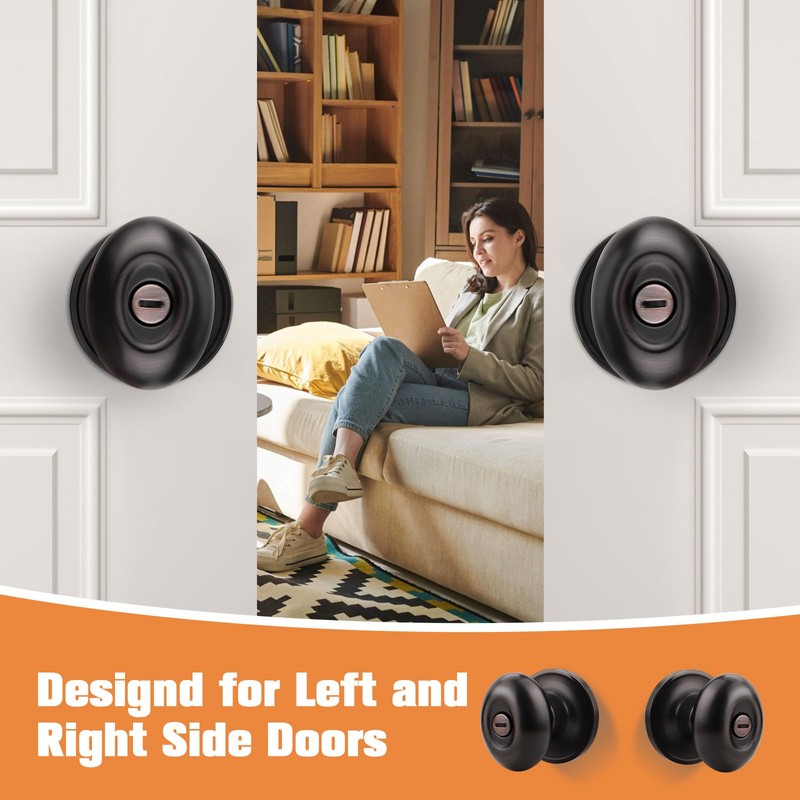 Gobrico 2 Pack Oval Oil Rubbed Bronze Door Knobs, Privacy