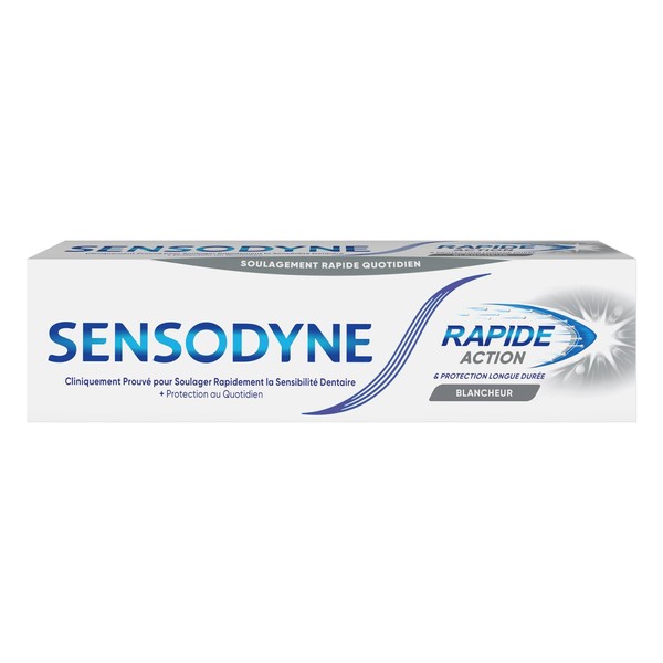 Sensodyne Dentifrice Rapide Action Blancheur, Sensibilité Dentaire, Dents Sensibles, Soulagement Rapide et Protection Longue Durée, 75 ml