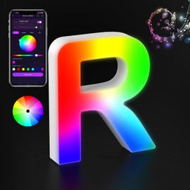 nencoo LED Marquee Letter Lights with App Control, Light Up Letters Music Sync Color Changing Night Light for Boy Girl Gift Birthday Christmas Wedding Home Bar Bedroom Decor-R