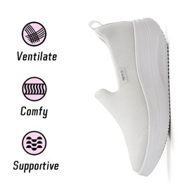 Oude Womens Platform Sneakers Comfy | White Orthopedic Shoes for Women Walking Out | 2 Inch Rocker Bottom Size 5