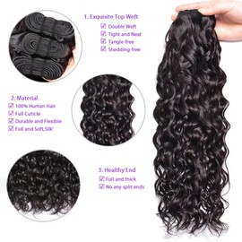 16 18 20 Inch Water Wave Human Hair Bundles 12A 100% Unprocessed Wet And Wavy Curly Bundles Human Hair 100% Unprocessed Curly Weave Bundle Natural Color