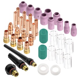 sourcing map 49pcs Tig Torch Kit for WP-17, WP-18, WP-26 with TIG Welding Torch Tungsten Electrode Holder Connector Ceramic Nozzle for Welding Related Equipment