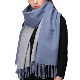RIIQIICHY Ladies Blue Grey Scarf Gifts for Women Winter Large Scarves Wraps Pashmina Shawl Warm Cashmere Scarf